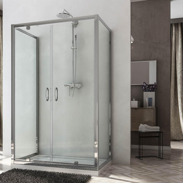 sconto Cabine de douche 3 côtés 70x130x70 cm 2 portes battantes en cristal transparent 6mm H185 Fosterberg Koge Trio