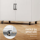 Mobile Asse da Stiro 125x43.5x102.5 cm con Armadietto a 2 Ante e Spazio Aperto Bianco      