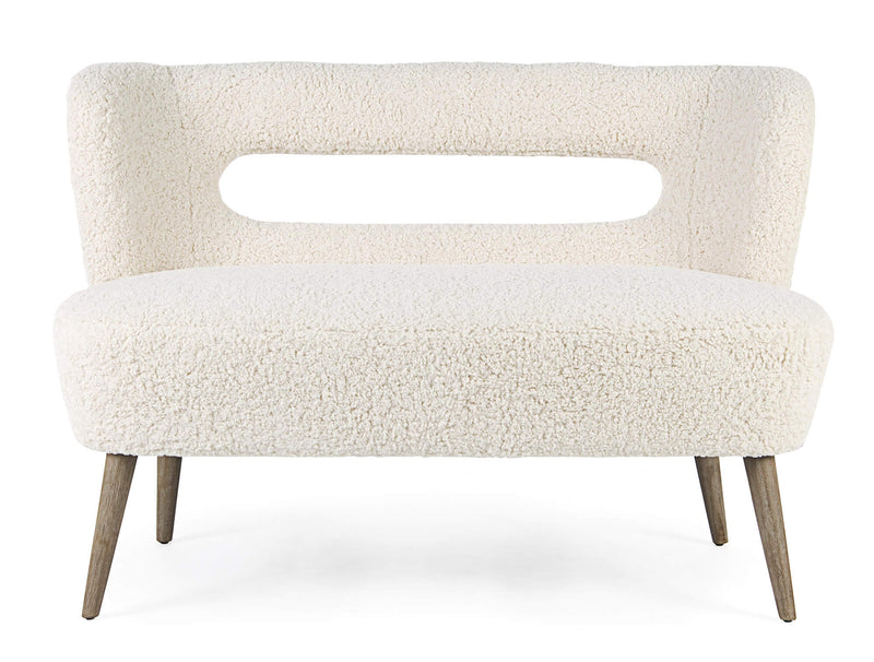 Divano 2 Posti 115x68x78 cm in Legno e Poliestere Effetto Lana Cortina