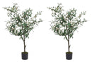Set 2 Piante Artificiali Ulivo altezza 120 cm in Plastica con Vasi Verde