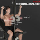 Panca Palestra Multifunzione Regolabile con Rack Bilanciere con Leg Extension Low Row Arm Curl Nero      