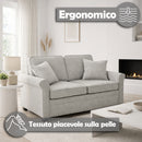 Divano Letto a 2 Posti 142,5x77x86 cm con Cuscino Memory Ergonomico e Apertura Facile in Tessuto Grigio