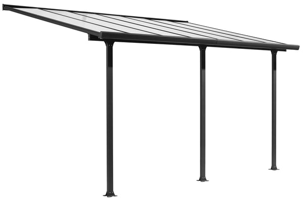 online Auvent 2,95x4,2 m en aluminium blanc avec toit en polycarbonate gris