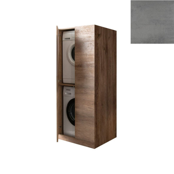 sconto Mobile Lavanderia a Colonna per Lavatrice e Asciugatrice con Ante 70x70x174A cm in Nobilitato Unika Grigio Cemento