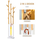 Appendiabiti da Terra 30,5x30,5x174,5 cm in Metallo e Bambù Legno e Bianco