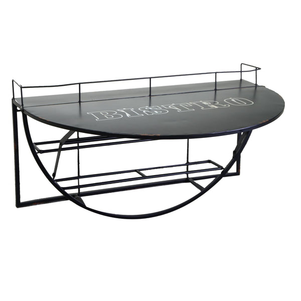 sconto Table basse murale avec étagère 70x47xh40 cm en fer noir