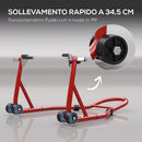 Cavalletto Anteriore per Moto 70x47x34,5 cm con Tappetino Antiscivolo e Adattatori Regolabili Capacità 200 kg in Acciaio e PP      