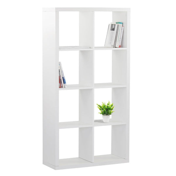 Bibliothèque avec 8 étagères 77x147x30 cm en bois MDF blanc mat sconto