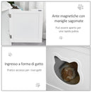 Lettiera per Gatti a 2 Ante con Portaoggetti Laterale 88,5x48x51,5 cm Bianca