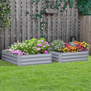 Set 2 Letti per Orto Rialzati 100x100x30 cm in Acciaio Grigio