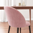 Set 2 Sedie da Pranzo Imbottite Stile Nordico 52x54x79 cm in Metallo e Velluto Rosa