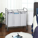 Carrello Portabiancheria 77x41x81,5 cm 3 Sacchi in Acciaio Grigio