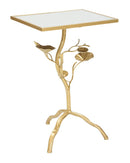 Tavolino Tisty 40x60x30 cm in Ferro e MDF Oro