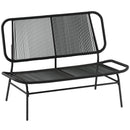 Divano da Esterno 117x67x80 cm Loveseat 2 Posti con Seduta e Schienale Intrecciato in Rattan PE e Acciaio Nero      