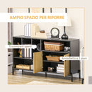 Mobiletto da Salotto 5 Ripiani 2 Ante 120x40x74 cm in Truciolato Nero