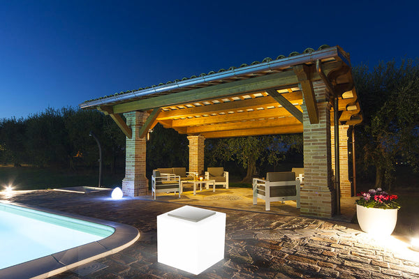 acquista Pouf da Giardino Luminosto 50x50 cm con Cuscino in Resina Arkema Iris Comfort SL