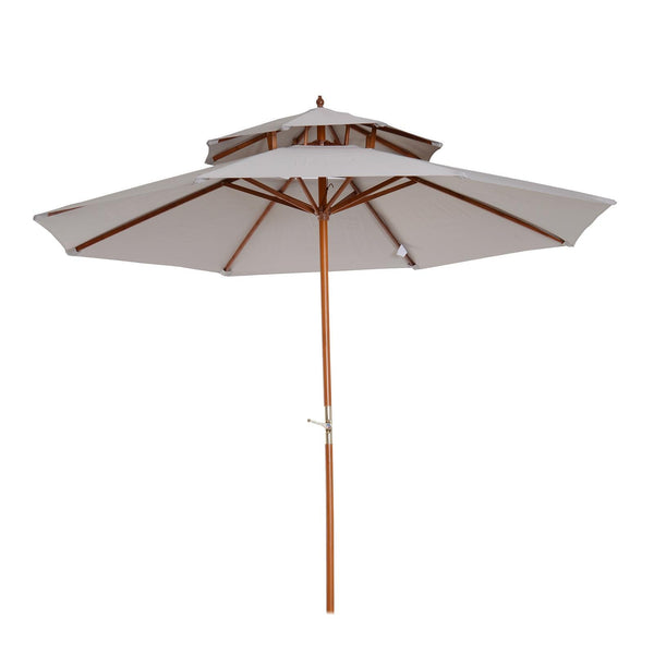 Parasol de Jardin en Bois de Peuplier Ø2,65 m Gris Clair sconto