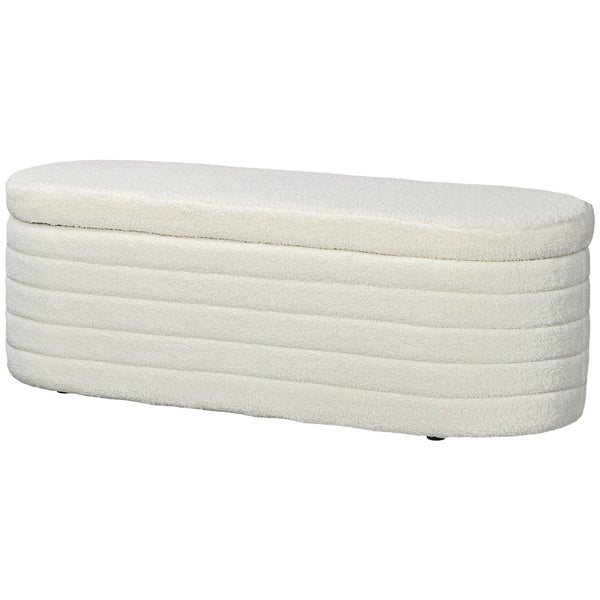 Panca Fondoletto con Vano Contenitore 116x41x40,5 cm in Tessuto Teddy Crema acquista