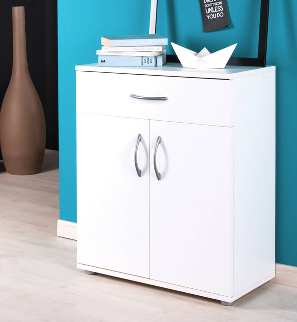 Armoire 2 Portes 1 Tiroir en Aggloméré Blanc Fumer Penny online