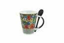 Set 20 Tazze con Cucchiaino Ø8,5x10 cm in Gres Villa d'Este Home Tivoli Carribbean Queen Vari Colori