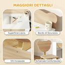 Set Scrivania 80x41x74,5 cm per Bambini 3-8 Anni con Cassetto e Sedia con Schienale a Orsetto in MDF e Legno di Pino Color Legno      