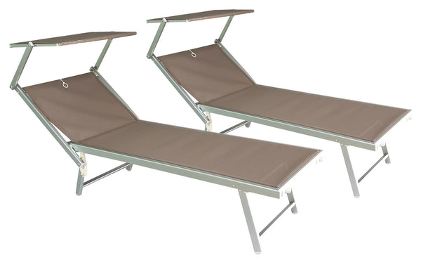 Set 2 Chaises Longues de Jardin en Aluminium Vandi Tortora online