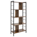 Libreria Industriale 77x30x157,5 cm a 5 Ripiani con Scomparti Aperti in Laminato e Acciaio Marrone Rustico e Nero      