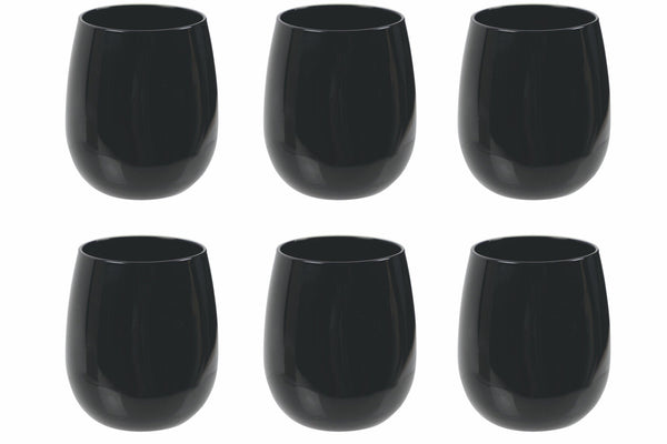 sconto Lot de 6 Verres à Eau en Verre 370 ml Villa d'Este Home Tivoli Happy Hour Noir Brillant