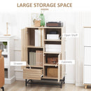 Mobiletto a Coste 1 Cassetto 2 Ante 2 Ripiani 75x40x120 cm in MDF e Acciaio Color Legno