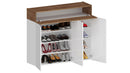 Scarpiera 3 Ante e 1 Ripiano a Ribalta 114x35x100 cm Savona 3A 1R Bianco Opaco/Rovere Wotan  