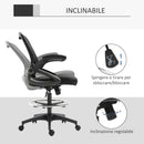 Sedia da Ufficio Traspirante con Braccioli Ribaltabili e Altezza Regolabile 64x60x106-126 cm Nero 
