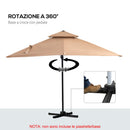Ombrellone da Giardino 2,94x2,94m in Alluminio e Poliestere Cachi