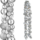 Ghirlanda Natalizia Festone LED 9,5x180 cm con 142 Palline Lucide e Opache Ø3-5 cm Argento      