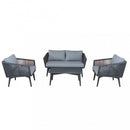Set Salotto da Giardino Divano 2 Poltrone e Tavolino con Cuscini in Alluminio Antracite