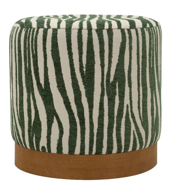 sconto Puff Savana Verde Ø40x40 cm in Compensato e Spugna e Poliestere Verde e Marrone