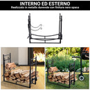 Portalegna per Camino 84x33x76 cm con Accessori in Metallo Nero