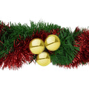 Ghirlanda Natalizia Intrecciata 280cm con Campane e Palline Rosso e Oro