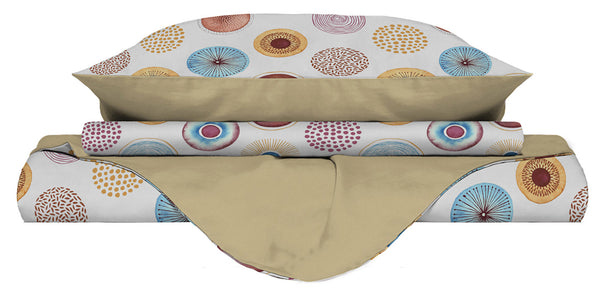 sconto Housse de couette double face avec taies d'oreiller imprimées cercle différentes tailles