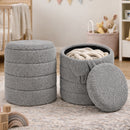 Set 2 Pouf Contenitori 43x45 cm e 35x40 cm Seduta Imbottita Rivestimento Bounclè Grigio      