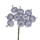 Set 24 Pick Mele Glitter H12,5 cm Silver