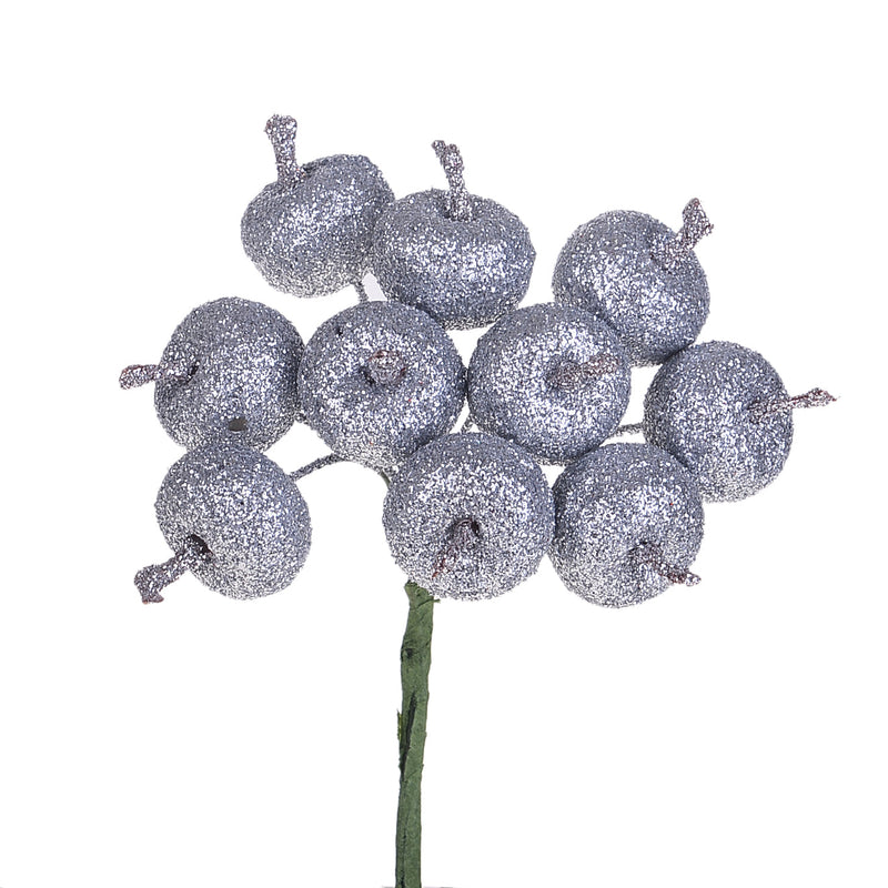 Set 24 Pick Mele Glitter H12,5 cm Silver