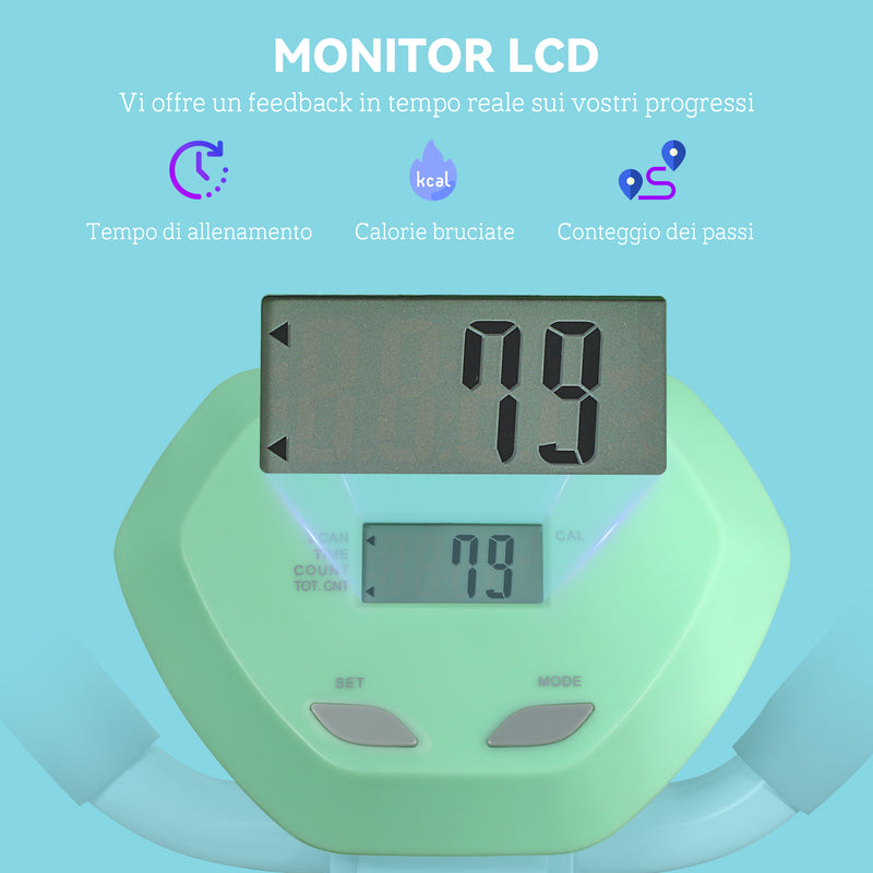 Stepper Monitor LCD con Manubrio e Gradino Regolabile 48x38x108-118 cm Verde 