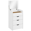 Toeletta 3 in 1 50x40x78 cm con Specchio Ribaltabile Sgabello e Cassetti in MDF Bianco      