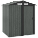 Casetta da Giardino Porta Attrezzi 152x132x188 cm con Tetto Inclinato e 4 Prese d'Aria in Acciaio Grigio      