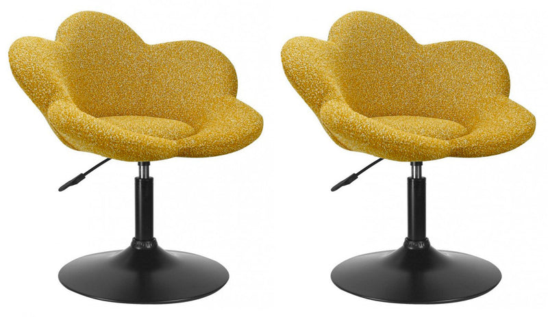 Set 2 Poltroncine da Soggiorno 69x55x69/81 cm in Schiuma Poliuretanica Fleur Nero-Senape