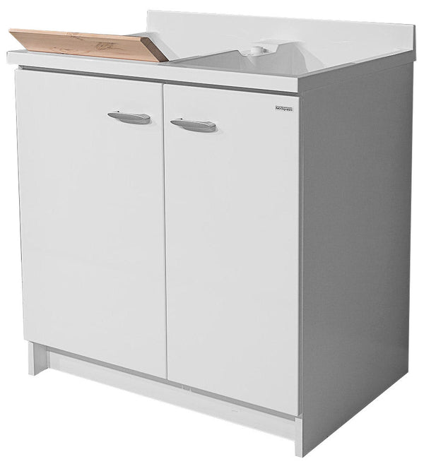Meuble Lavabo 80x60x85cm 2 Portes 2 Vasques Planche Bois Montegrappa Marella Blanc avec Panier online