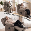 Poltrona Alzapersona Elettrica Reclinabile 90x94x104 cm con Massaggio e Riscaldamento in Tessuto Marrone Chiaro      
