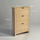 Scarpiera Slim per 18 Paia di Scarpe 72x26x112 cm 3 Cassetti con 2 Ripiani Regolabili e Rimovibili Naturale      