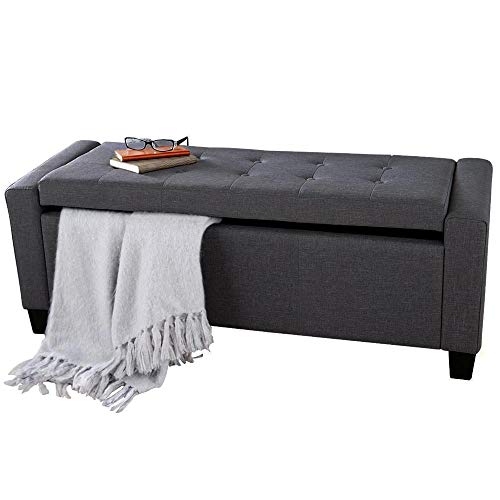 prezzo Cassapanca Pouf Contenitore Panca Fondoletto 110x40x40 cm in Tessuto Grigio Scuro