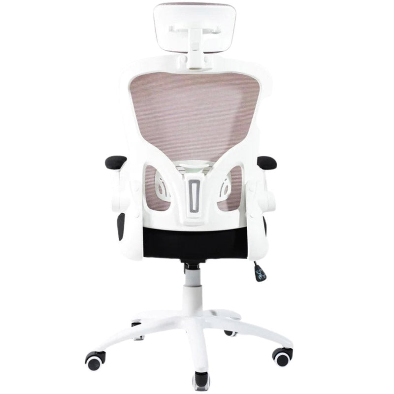 Sedia Direzionale da Ufficio 62x63x119/129 cm Ergonomica con Braccioli Pieghevoli Certificata EN1335 Bianca e Nera